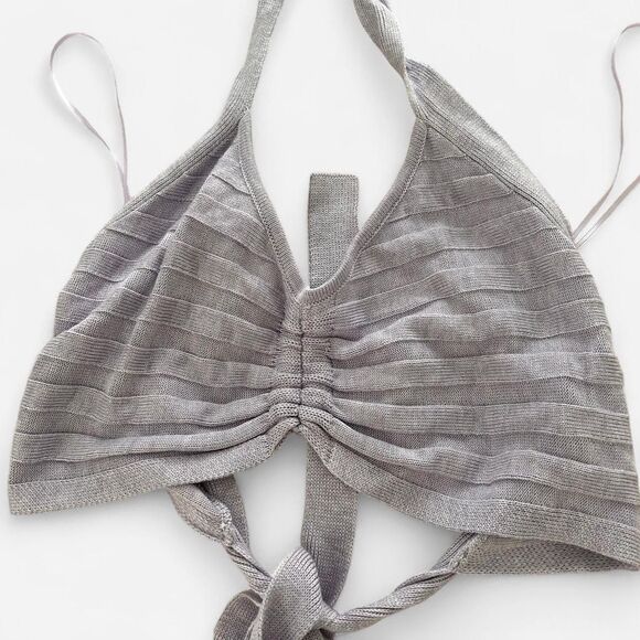 Lane 201 boutique boho summer lavender purple knit halter crop top S - Picture 3 of 7